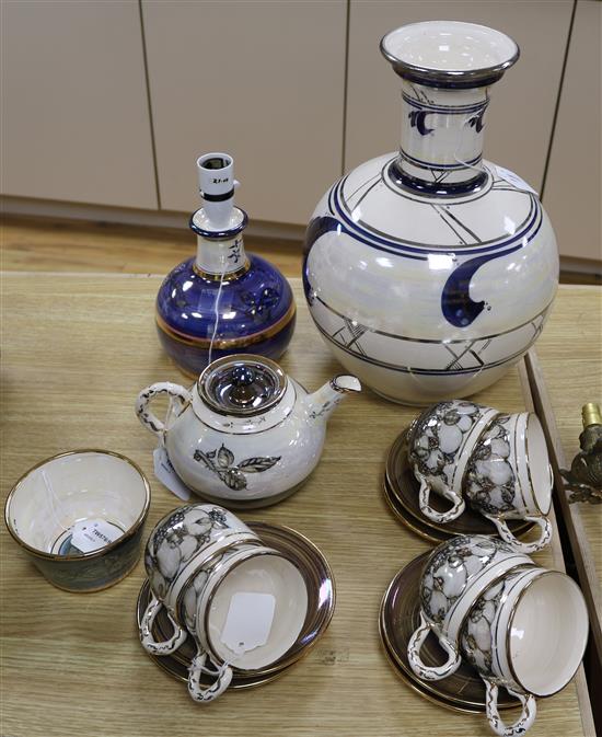 Alvin Irving (Contemporary), a collection of lustre-glazed ceramics, H 35cm (vase)
